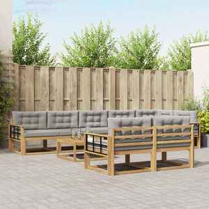 vidaXL Set de canapele de exterior 9 pcs Alb și gri deschis imagine