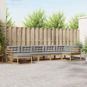 vidaXL Set de canapele de exterior cu pernă 7 pcs Alb și gri deschis imagine