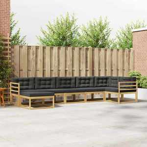 vidaXL Set de canapele de exterior cu pernă 7 pcs Alb și antracit imagine