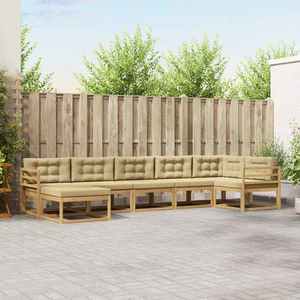 vidaXL Set de canapele de exterior cu pernă 7 pcs Alb și Bej imagine