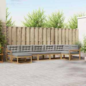 vidaXL Set de canapele de exterior cu pernă 7 pcs Alb și gri deschis imagine