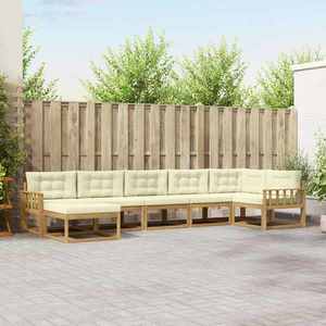 vidaXL Set de canapele de exterior cu pernă 7 pcs Alb și crem imagine