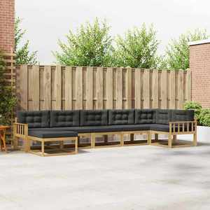 vidaXL Set de canapele de exterior cu pernă 7 pcs Lemn Solid de Acacia imagine
