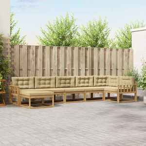 vidaXL Set de canapele de exterior cu pernă 7 pcs Alb și Bej imagine