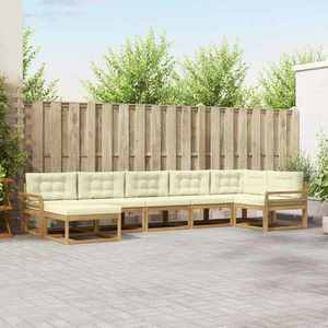 vidaXL Set de canapele de exterior cu pernă 7 pcs Alb și crem imagine