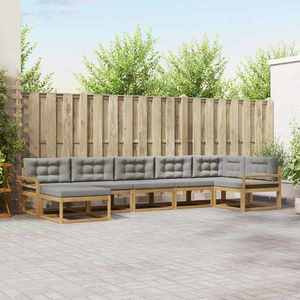 vidaXL Set de canapele de exterior cu pernă 7 pcs Alb și gri deschis imagine