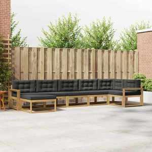 vidaXL Set de canapele de exterior cu pernă 7 pcs Alb și antracit imagine