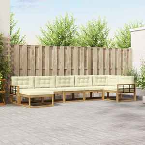 vidaXL Set de canapele de exterior cu pernă 7 pcs Alb și crem imagine