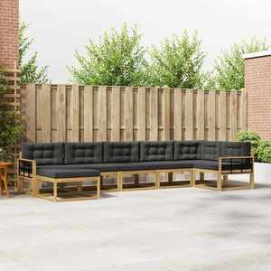 vidaXL Set de canapele de exterior cu pernă 7 pcs Alb și antracit imagine