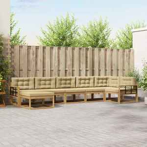 vidaXL Set de canapele de exterior cu pernă 7 pcs Alb și Bej imagine