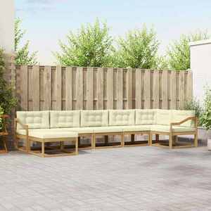 vidaXL Set de canapele de exterior cu pernă 7 pcs Alb și crem imagine