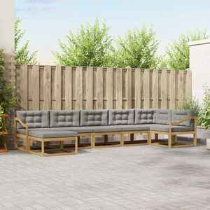 vidaXL Set de canapele de exterior cu pernă 7 pcs Alb și gri deschis imagine
