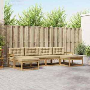 vidaXL Set de canapele de exterior cu pernă 6 pcs Alb și Bej imagine