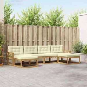 vidaXL Set de canapele de exterior cu pernă 6 pcs Alb și crem imagine