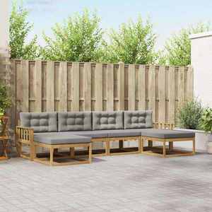 vidaXL Set de canapele de exterior cu pernă 6 pcs Alb și gri deschis imagine