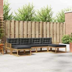 vidaXL Set de canapele de exterior cu pernă 6 pcs Alb și antracit imagine