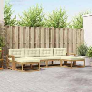 vidaXL Set de canapele de exterior cu pernă 6 pcs Alb și crem imagine