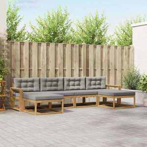vidaXL Set de canapele de exterior cu pernă 6 pcs Alb și gri deschis imagine