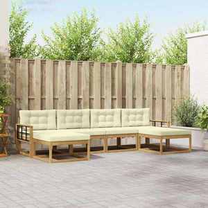 vidaXL Set de canapele de exterior cu pernă 6 pcs Alb și crem imagine