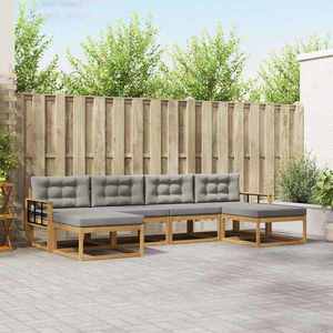 vidaXL Set de canapele de exterior cu pernă 6 pcs Alb și gri deschis imagine