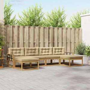vidaXL Set de canapele de exterior cu pernă 6 pcs Alb și Bej imagine