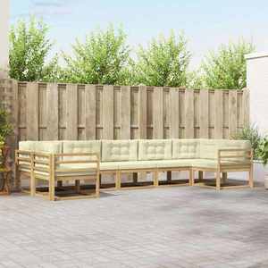 vidaXL Set de canapele de exterior cu pernă 7 pcs Alb și crem imagine