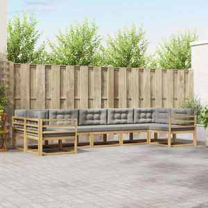 vidaXL Set de canapele de exterior cu pernă 7 pcs Alb și gri deschis imagine