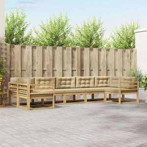 vidaXL Set de canapele de exterior cu pernă 7 pcs Alb și Bej imagine