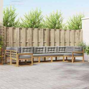vidaXL Set de canapele de exterior cu pernă 7 pcs Alb și gri deschis imagine