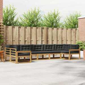 vidaXL Set de canapele de exterior cu pernă 7 pcs Alb și antracit imagine
