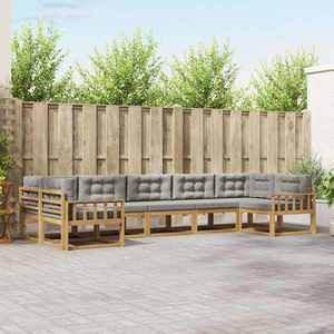 vidaXL Set de canapele de exterior cu pernă 7 pcs Alb și gri deschis imagine