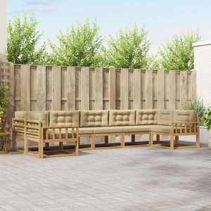 vidaXL Set de canapele de exterior cu pernă 7 pcs Alb și Bej imagine