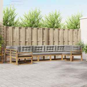 vidaXL Set de canapele de exterior cu pernă 7 pcs Alb și gri deschis imagine
