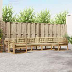 vidaXL Set de canapele de exterior cu pernă 7 pcs Alb și Bej imagine