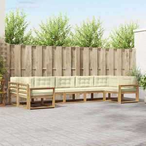 vidaXL Set de canapele de exterior cu pernă 7 pcs Alb și crem imagine