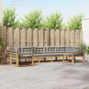 vidaXL Set de canapele de exterior cu pernă 7 pcs Alb și gri deschis imagine