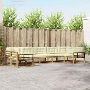 vidaXL Set de canapele de exterior cu pernă 7 pcs Alb și crem imagine