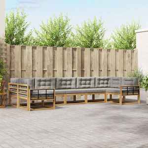 vidaXL Set de canapele de exterior cu pernă 7 pcs Alb și gri deschis imagine
