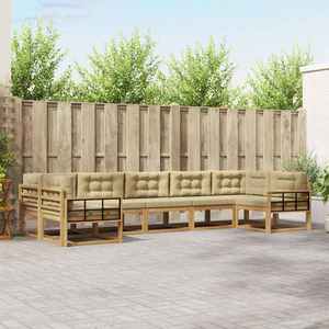 vidaXL Set de canapele de exterior cu pernă 7 pcs Alb și Bej imagine