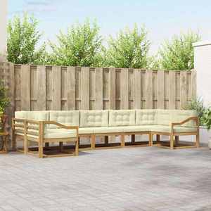 vidaXL Set de canapele de exterior cu pernă 7 pcs Alb și crem imagine
