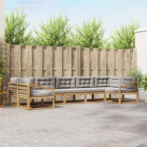 vidaXL Set de canapele de exterior cu pernă 7 pcs Alb și gri deschis imagine