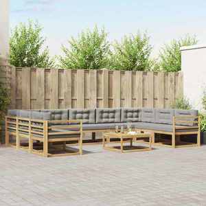 vidaXL Set de canapele de exterior cu pernă 10 pcs Alb și gri deschis imagine