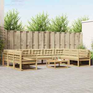 vidaXL Set de canapele de exterior cu pernă 10 pcs Alb și Bej imagine