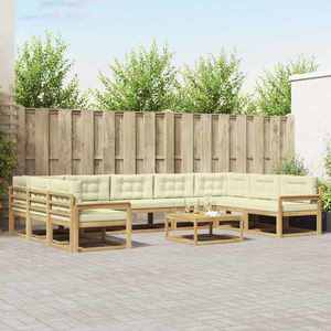 vidaXL Set de canapele de exterior cu pernă 10 pcs Alb și crem imagine