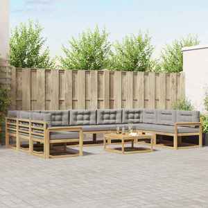 vidaXL Set de canapele de exterior cu pernă 10 pcs Alb și gri deschis imagine