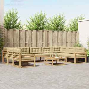 vidaXL Set de canapele de exterior cu pernă 10 pcs Alb și Bej imagine
