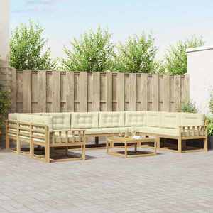 vidaXL Set de canapele de exterior cu pernă 10 pcs Alb și crem imagine