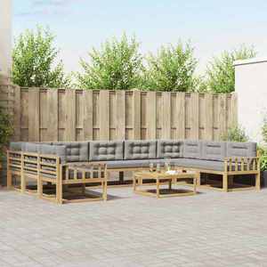 vidaXL Set de canapele de exterior cu pernă 10 pcs Alb și gri deschis imagine