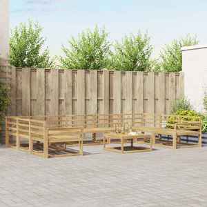 vidaXL Set de canapele de exterior 10 pcs Alb Lemn Solid de Acacia imagine