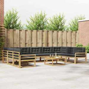 vidaXL Set de canapele de exterior cu pernă 10 pcs Alb și antracit imagine